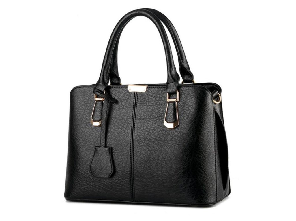 Kožená luxusní velká černá kabelka